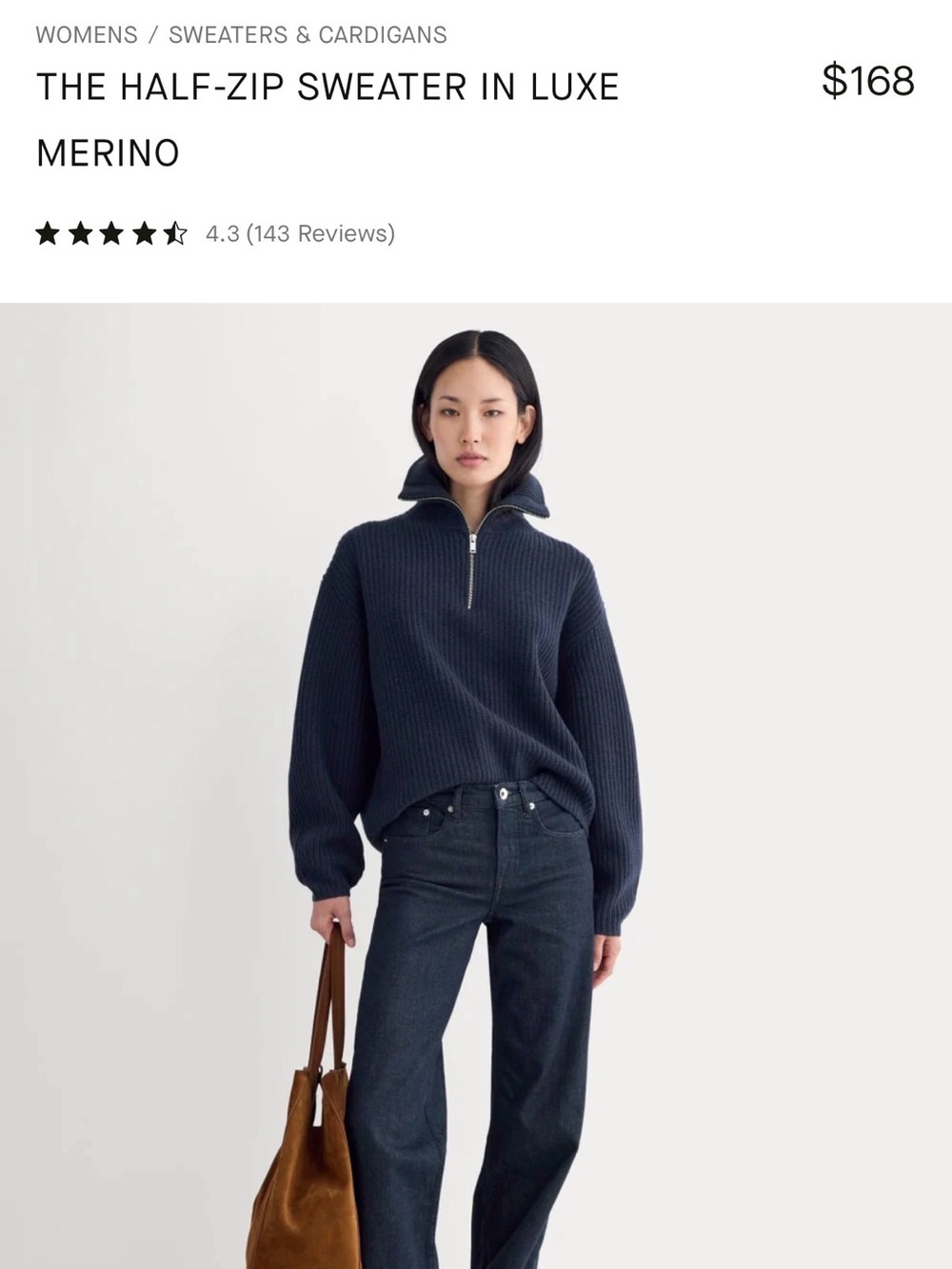 Everlane Cobalt Zip-Neck Ribbed Sweater - Picture 5 of 6
